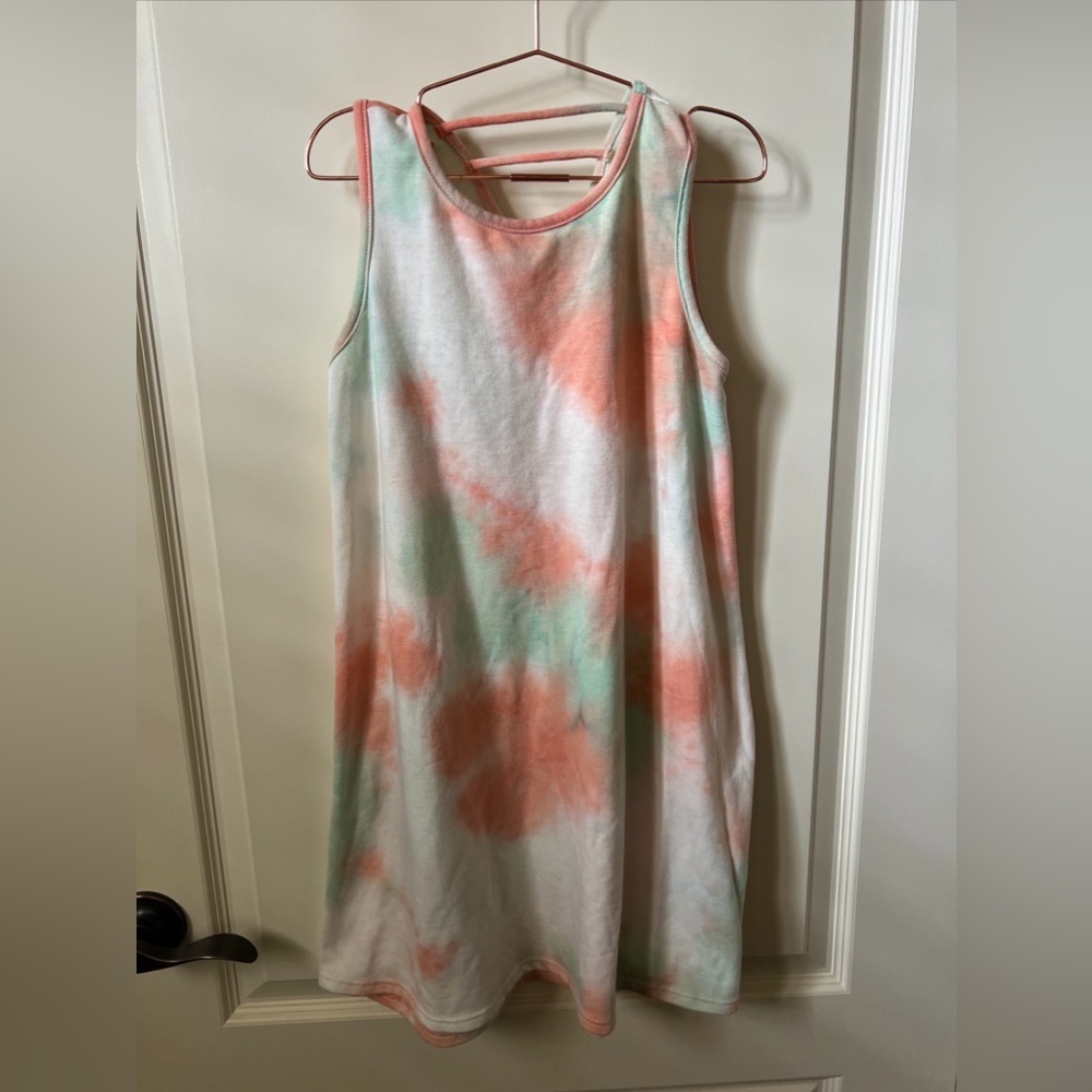 FOR ALL SEASONS BY Paper Crane Casual Green and Pink Dress TIE DYE SIZE M